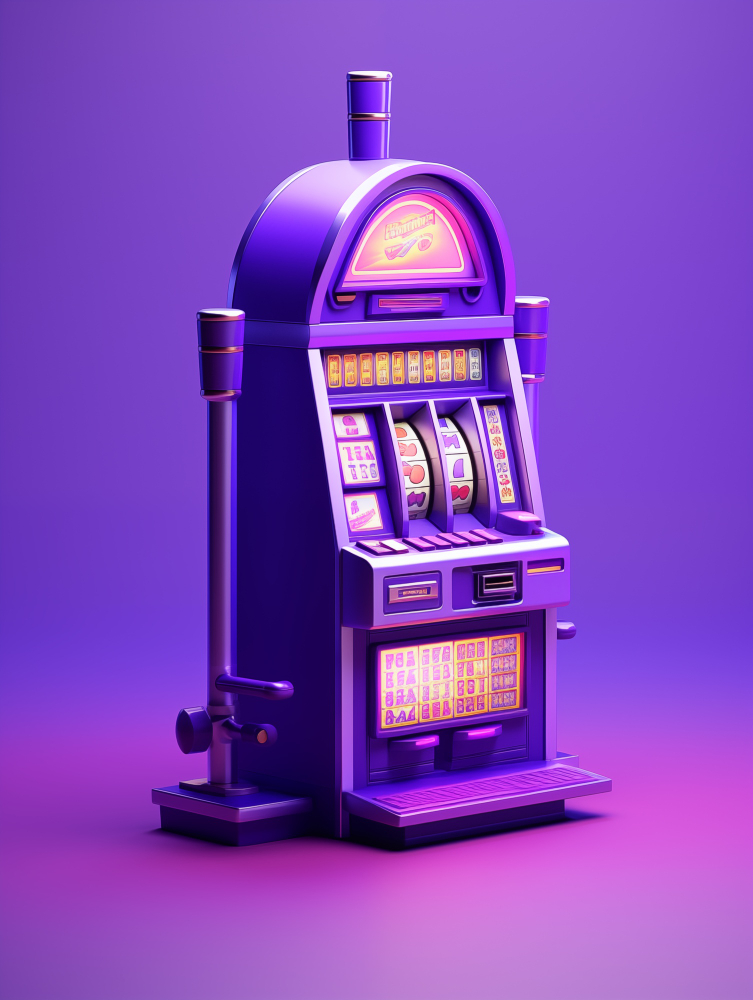 Purple slot machine in a purple room 